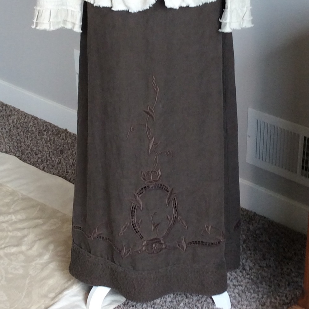 CAbi long cutwork skirt